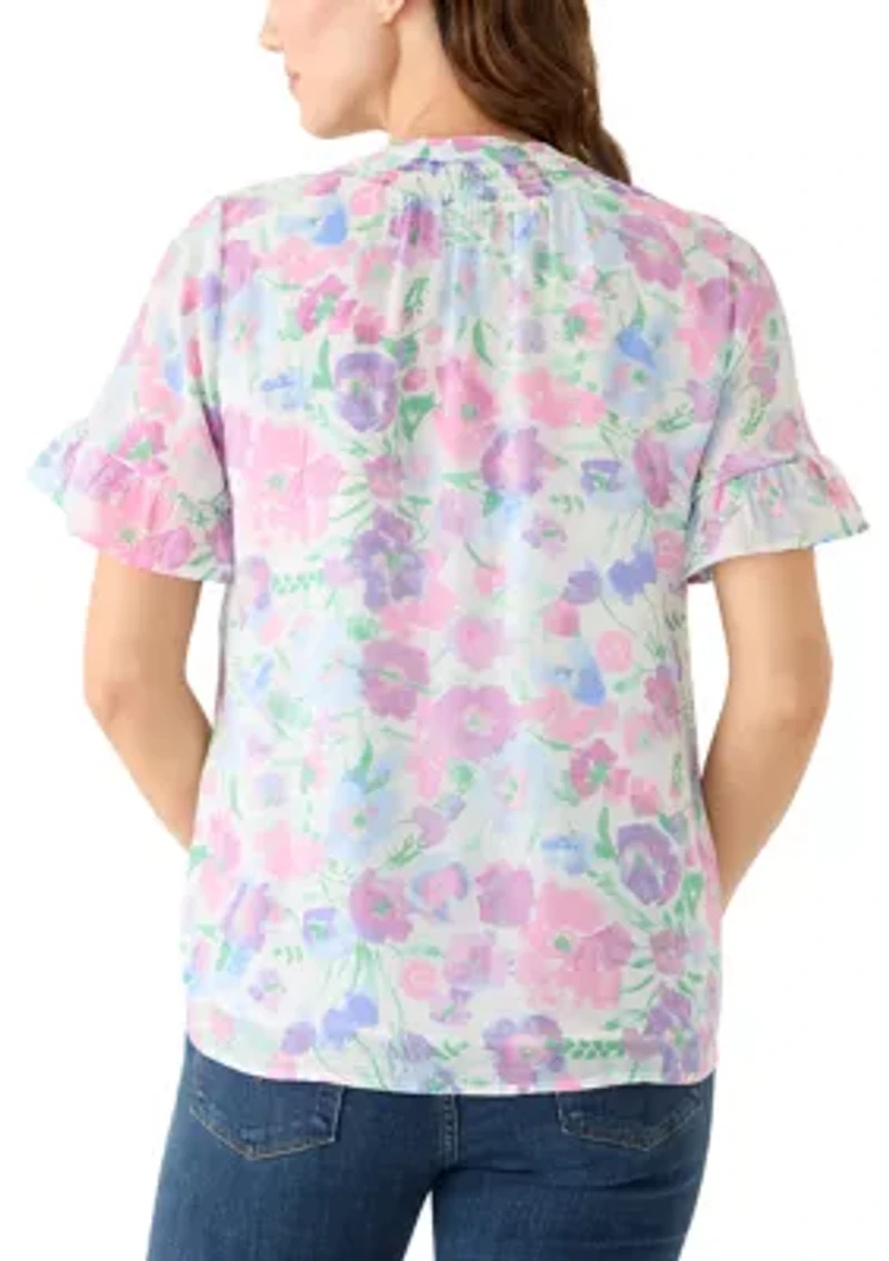 Women's Flutter Sleeve Henley Top