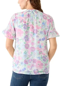 Women's Flutter Sleeve Henley Top