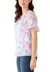 Women's Flutter Sleeve Henley Top