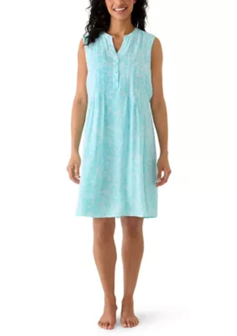 Women's Henley Slub Knit Print Dress