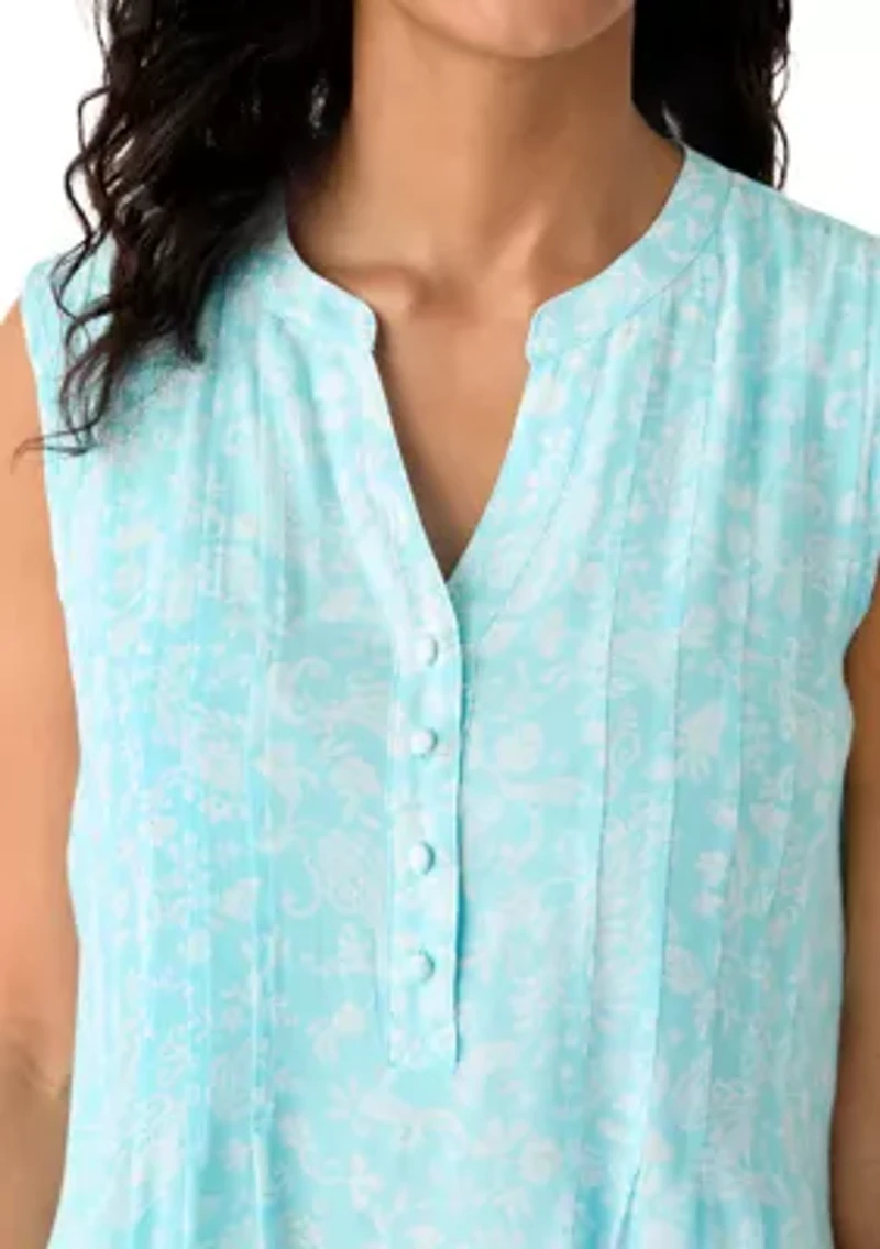 Women's Henley Slub Knit Print Dress