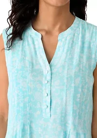 Women's Henley Slub Knit Print Dress