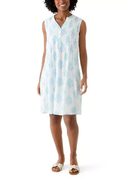 Women's Henley Slub Knit Print Dress