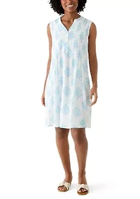 Women's Henley Slub Knit Print Dress