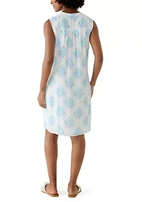 Women's Henley Slub Knit Print Dress