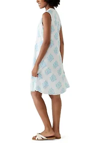 Women's Henley Slub Knit Print Dress