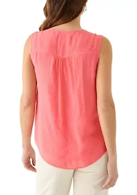 Women's V-Neck Pintuck Sleeveless Top