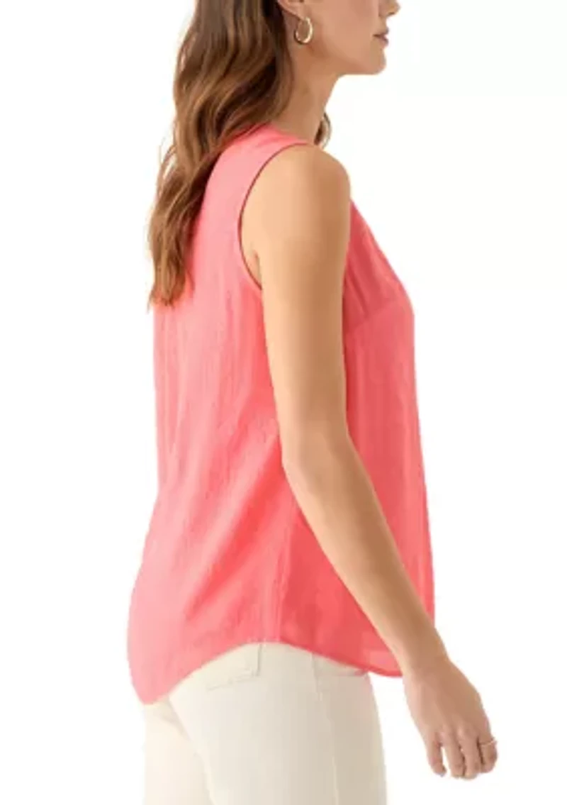 Women's V-Neck Pintuck Sleeveless Top