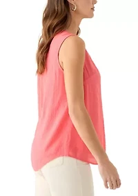 Women's V-Neck Pintuck Sleeveless Top