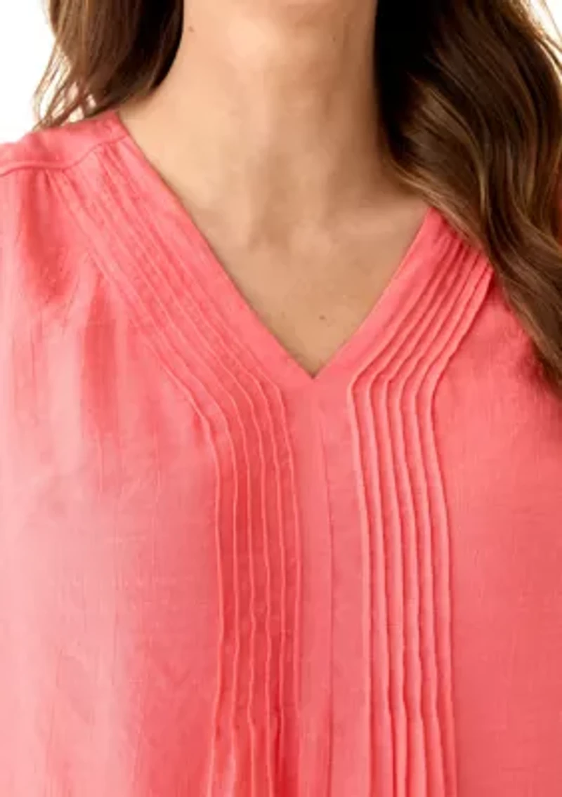 Women's V-Neck Pintuck Sleeveless Top