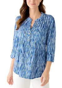 Women's 3/4 Sleeve Knit Henley Top