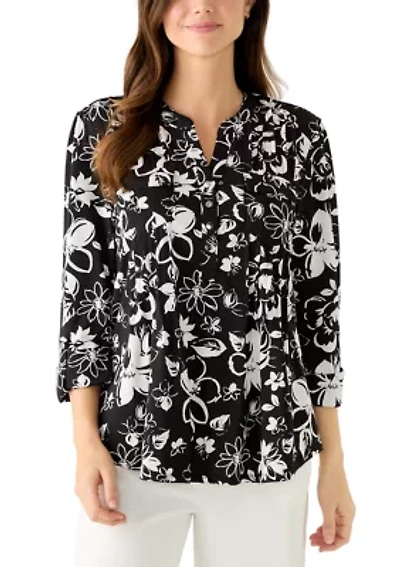 Women's Knit Henley Top with Pockets