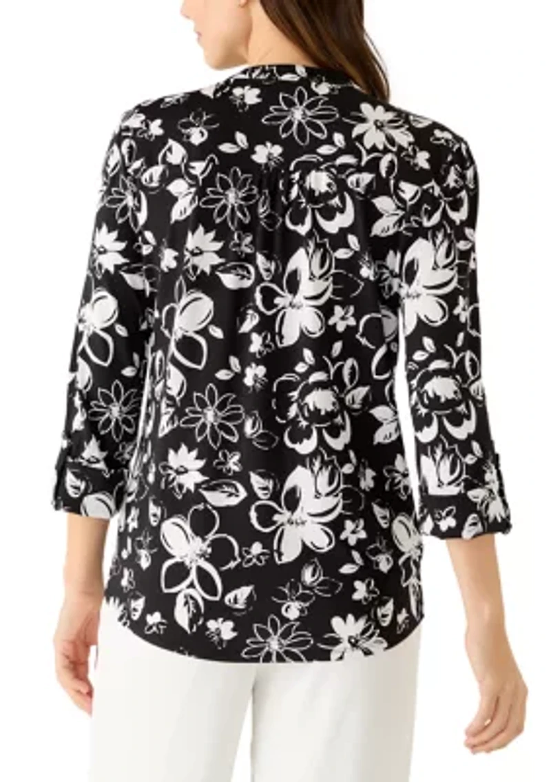 Women's Knit Henley Top with Pockets