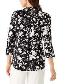 Women's Knit Henley Top with Pockets