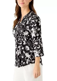 Women's Knit Henley Top with Pockets