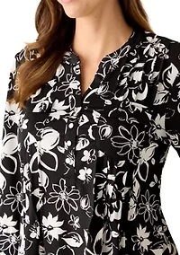 Women's Knit Henley Top with Pockets