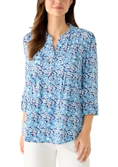 Women's Knit Henley Top with Pockets