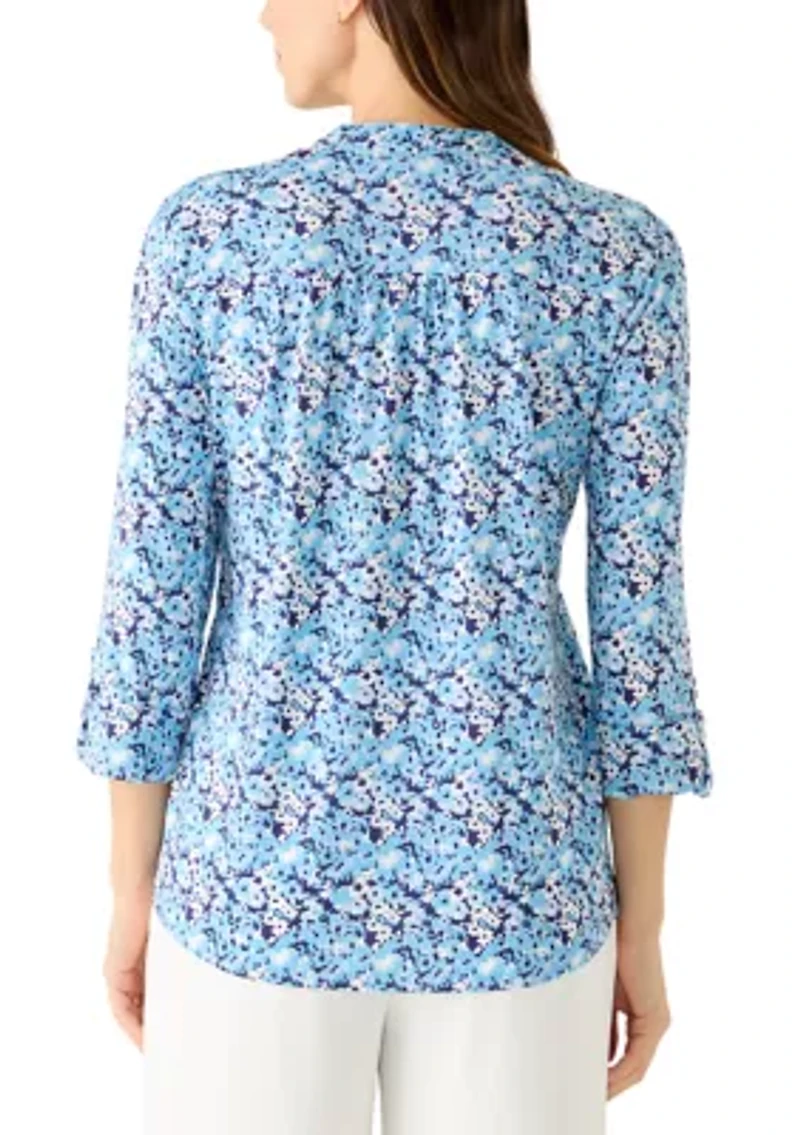 Women's Knit Henley Top with Pockets