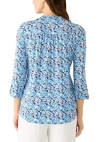 Women's Knit Henley Top with Pockets