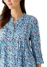 Women's Knit Henley Top with Pockets