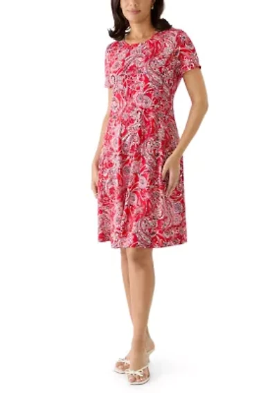 Women's Short Sleeve Seamed Knit Dress