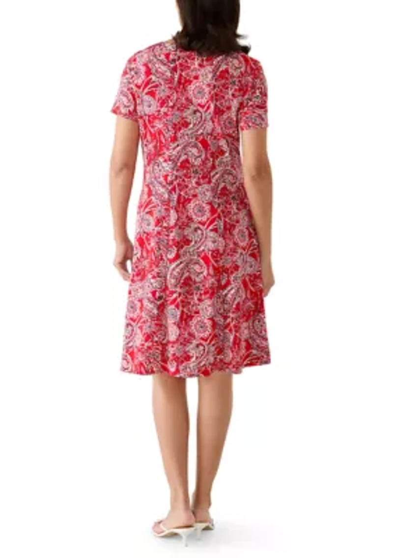 Women's Short Sleeve Seamed Knit Dress