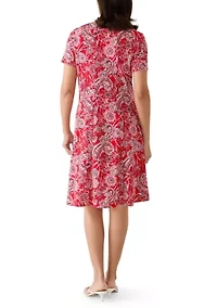 Women's Short Sleeve Seamed Knit Dress