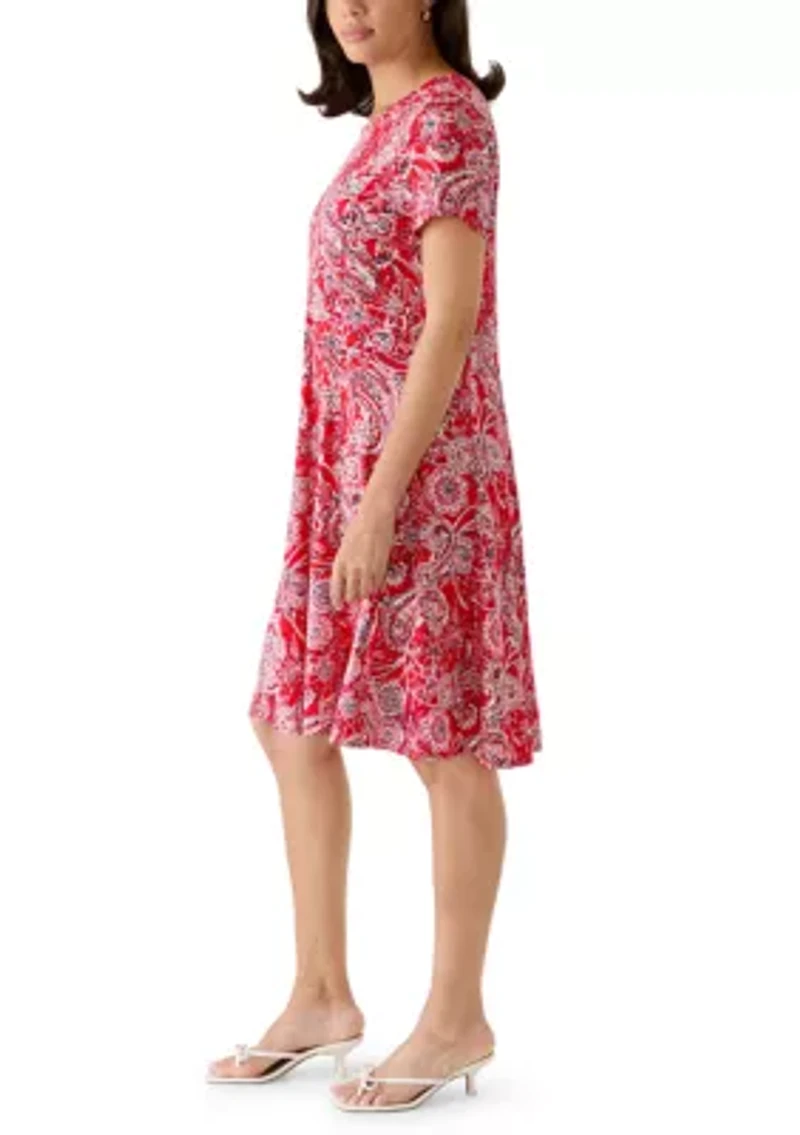 Women's Short Sleeve Seamed Knit Dress