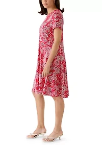 Women's Short Sleeve Seamed Knit Dress