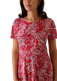 Women's Short Sleeve Seamed Knit Dress