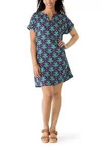 Women's Short Dolman Sleeve Split Neck Dress