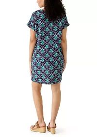 Women's Short Dolman Sleeve Split Neck Dress