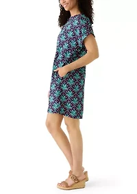 Women's Short Dolman Sleeve Split Neck Dress