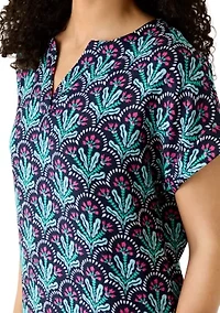 Women's Short Dolman Sleeve Split Neck Dress