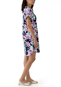 Women's Split Neck Printed Popover Dress