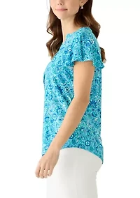 Women's Knit Eyelet Henley Top