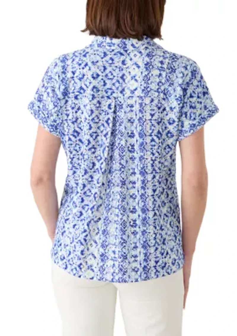 Women's Knit Eyelet Camp Shirt