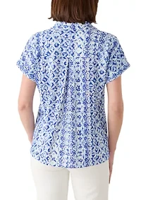 Women's Knit Eyelet Camp Shirt