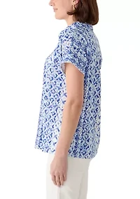 Women's Knit Eyelet Camp Shirt