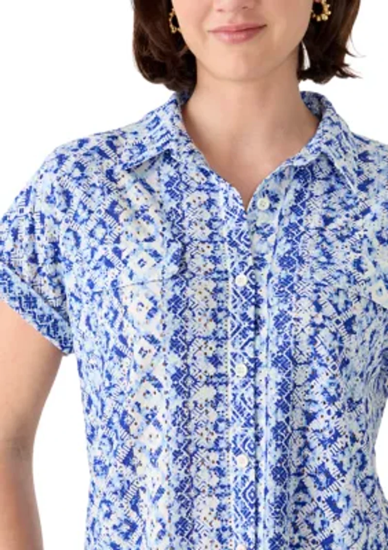 Women's Knit Eyelet Camp Shirt