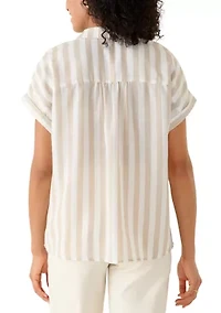 Women's Short Sleeve Embroidered Camp Shirt