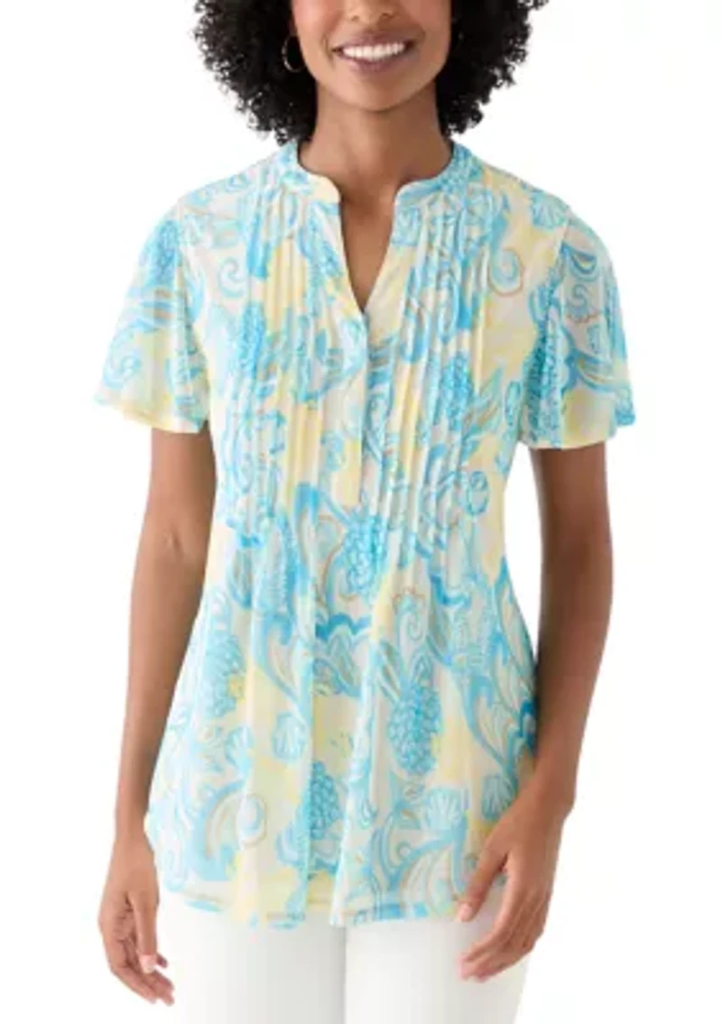 Women's Printed Mesh Top