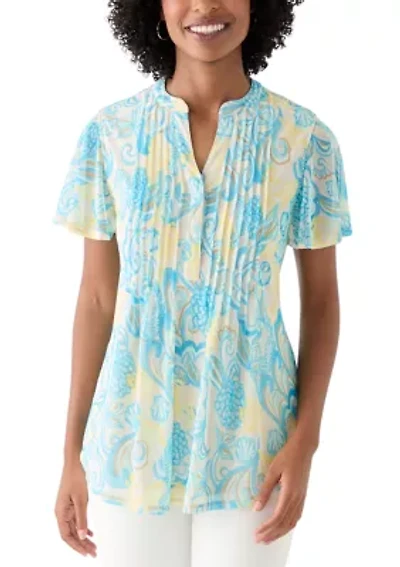 Women's Printed Mesh Top