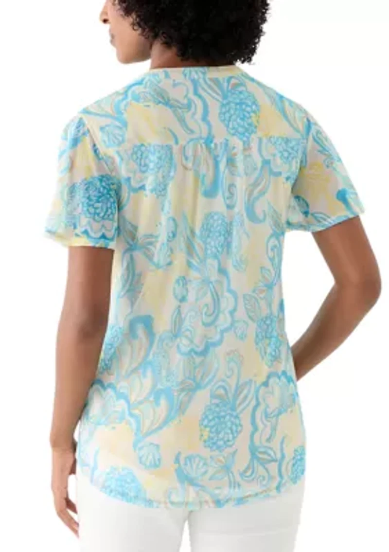Women's Printed Mesh Top