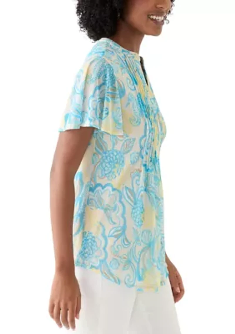 Women's Printed Mesh Top