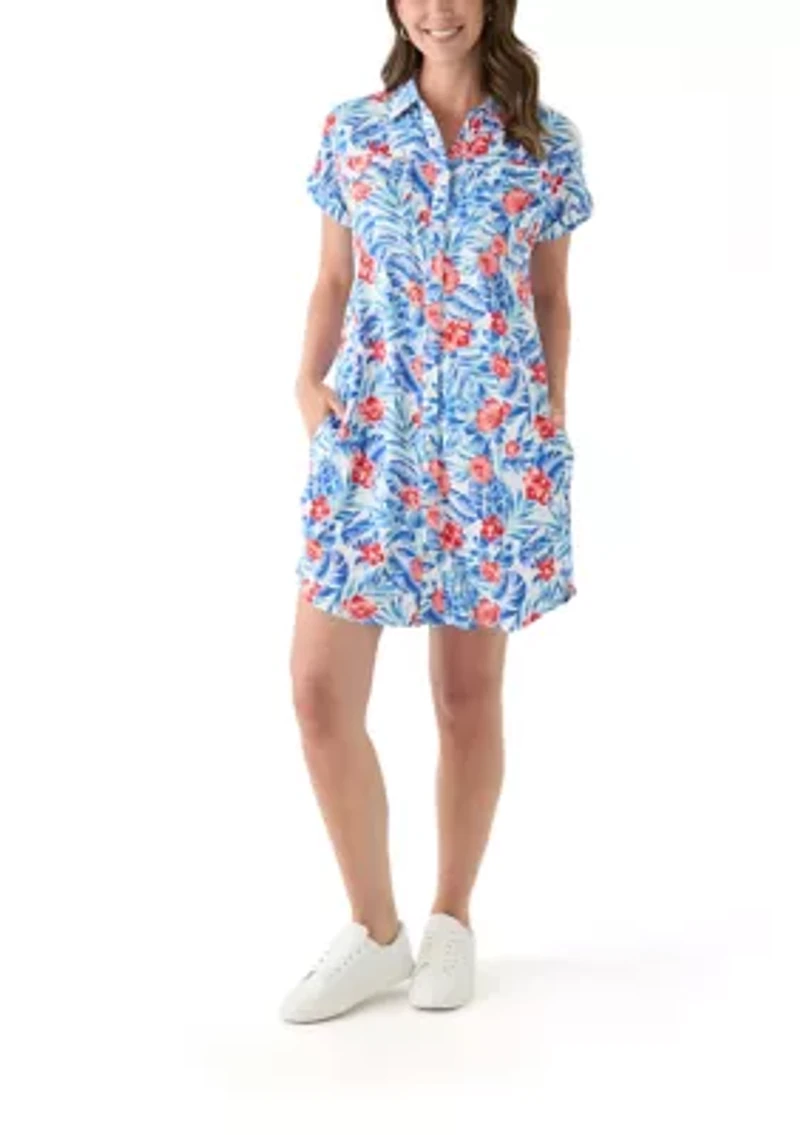Women's Short Sleeve Dolman Shirtdress