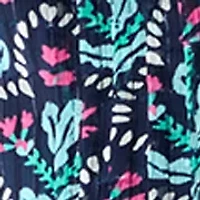 Women's Henley Smocked Print Top