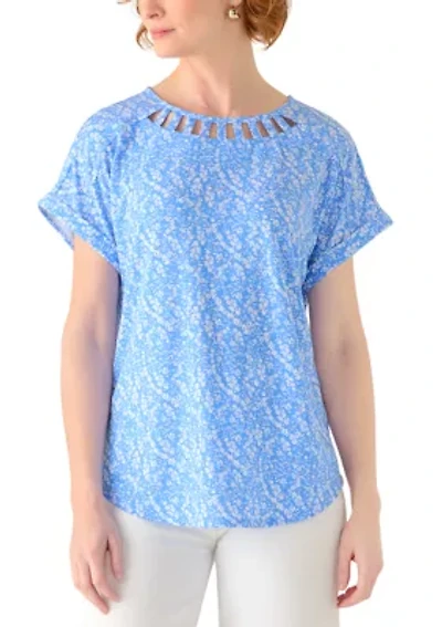 Women's Short Sleeve Lattice Neck T-Shirt