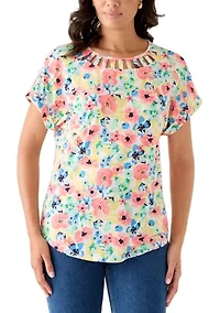 Women's Lattice Neck T-Shirt