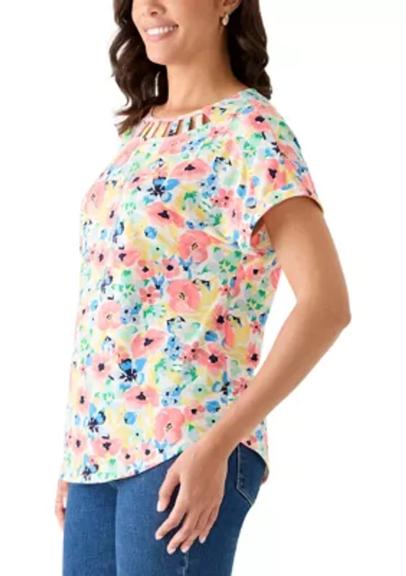 Women's Lattice Neck T-Shirt